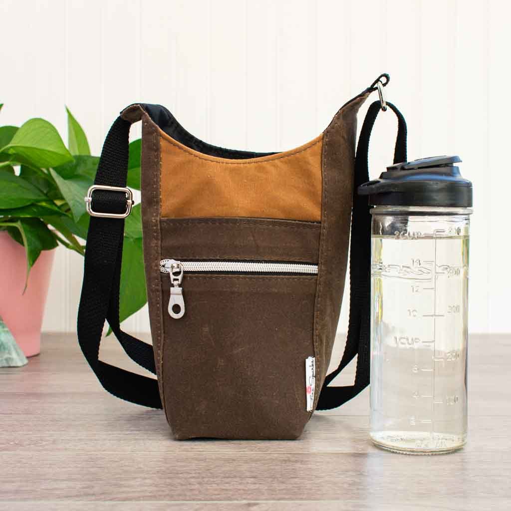 Water Bottle Sling - Water Bottle Slings, Waxed Canvas - Fire Sparks Creations