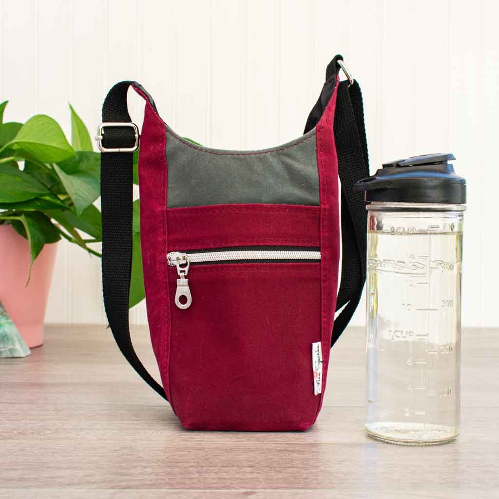 Water Bottle Sling - Water Bottle Slings, Waxed Canvas - Fire Sparks Creations