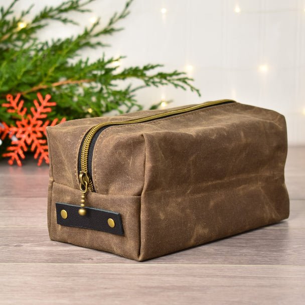 Dopp Kit Toiletry Bag-Waxed Canvas Dopp Kit Toiletry Bags - Fire Sparks Creations