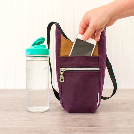 Water Bottle Sling-H2O to Go Water Bottle Slings, Waxed Canvas - Fire Sparks Creations