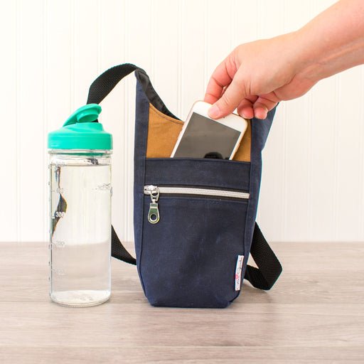 Water Bottle Sling-H2O to Go Water Bottle Slings, Waxed Canvas - Fire Sparks Creations