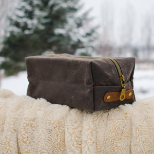 Dopp Kit Toiletry Bag - Waxed Canvas Dopp Kit Toiletry Bags - Fire Sparks Creations