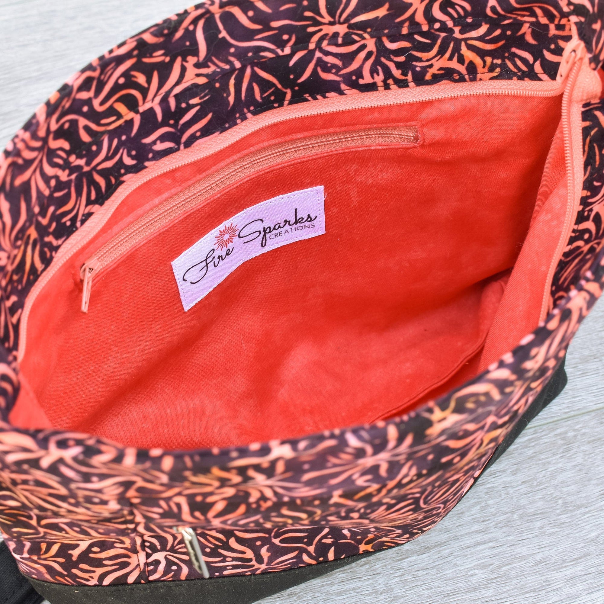 Orange Floral Batik Cross-Body Bag