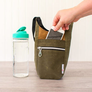 Water Bottle Sling-H2O to Go Water Bottle Slings, Waxed Canvas - Fire Sparks Creations